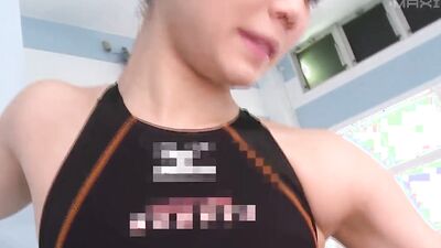 Cock hungry Saeka Hinata gives mate a bj by the pool