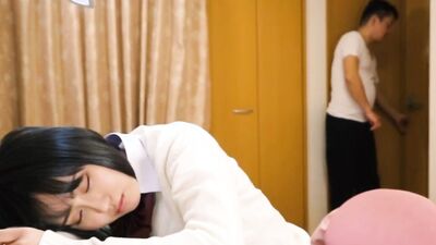 Lovely Japanese school girl gets bonked in the bedroom by her stepdad