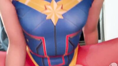 Fucked to orgasm ending with Captain Marvel Costume (Full & Uncen in Fansly BbwThaixxx)