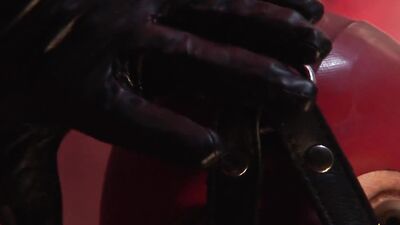 This naughty brunette femdom is filled with joy as she teases her restrained man