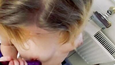 Outstanding German teen girl loves eating a big load of cum
