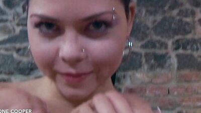 Big tits Shione Cooper gets her fingers inside her horny cunt and cums