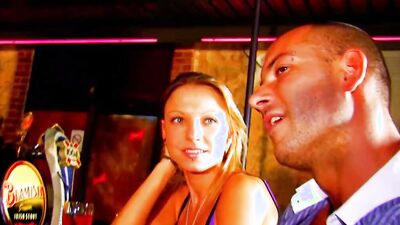 A hot German redhead gets her holes destroyed in the strip club