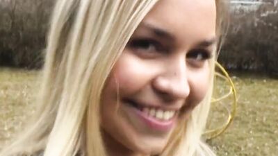 Exhibitionist blonde makes hot cum splash by sucking a