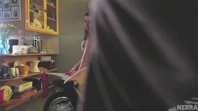 big boob model getting nude and spreading her lips on a motorcycle