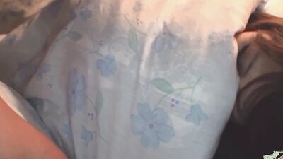 Brunette Asian girl is fed loads of cum by a chubby guy in a threesome