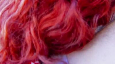 Redhead German teen eating cum after a deep anal fuck