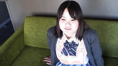 Uniform Japanese woman with black hair, blowjob and creampie sex in shaved pussy. It is uncensored. 1st work