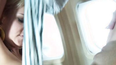 Lucky hunk gets to fuck two hot passenger babes on board an aeroplane