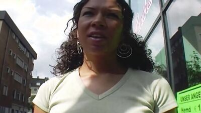 Brunette German ebony eating warm cum after an amazing fuck