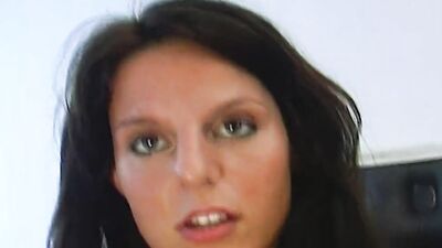 Amazing dark haired babe from Germany gets smashed by two cocks