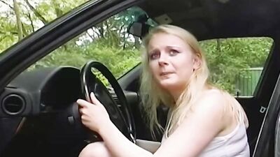 Fabolous German blonde riding and sucking a hard cock outdoors