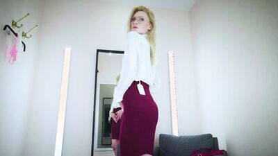 FITTING-ROOM Horny Blonde Secretary Gerda is a true lingerie perverted