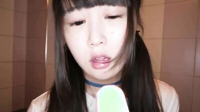 Ichinose Momo JAV Teen Debut Petite Teen Sucks Dildo Teases in Shower
