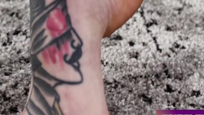 Tattooed Skinny Beauty Deep Throating Cock