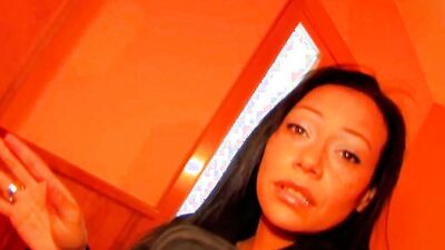 Dark haired German babe gets her tight holes pounded