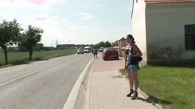 A horny brunette babe with an amazing round ass gets fucked by an old dude