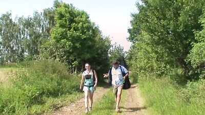 A horny brunette babe with an amazing round ass gets fucked by an old dude