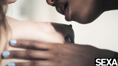 Sexy lesbians masturbating for each other before eating pussy