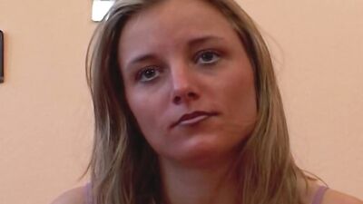 A slender German blonde gets a big facial after a hard anal bang