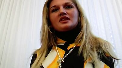 Hot blonde babe from Germany gets sprayed by a thick pecker