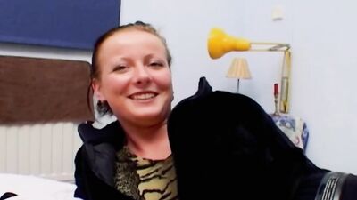 Dark haired German slut gets her small tits covered with cum