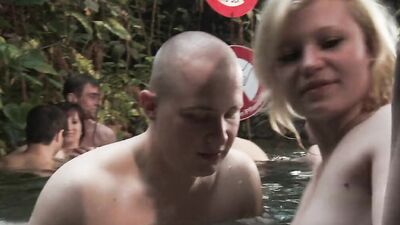 A chubby german babe pleasing a long cock near the pool