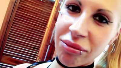 Curvy German blonde gets her pierced pussy destroyed