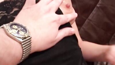A sexy dark haired babe from Germany gets gangbanged
