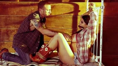 Busty bound babe Missy Martinez rides thick cowboy cock