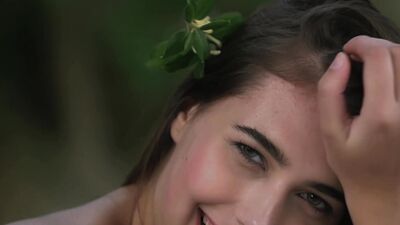 Petite teen Katrine Pirs shows off her nubile body
