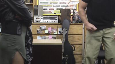 Good looking gal has steamy fuck session in the pawnshop