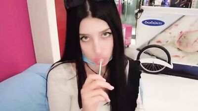 LUSH PLAYING IN PUBLIC BLOWJOB CUMSWALLOW