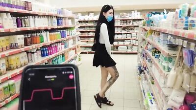 LUSH PLAYING IN PUBLIC BLOWJOB CUMSWALLOW
