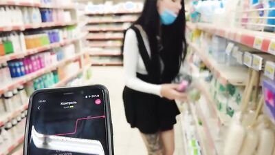 LUSH PLAYING IN PUBLIC BLOWJOB CUMSWALLOW