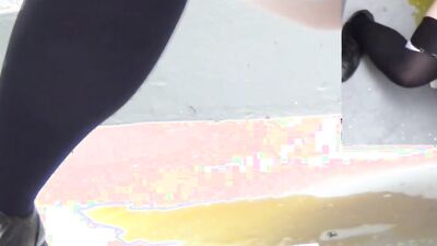 Japanese teens having fun peeing in public