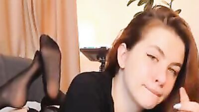 Gorgeous Brunette Babe Plays and Sucks Dick