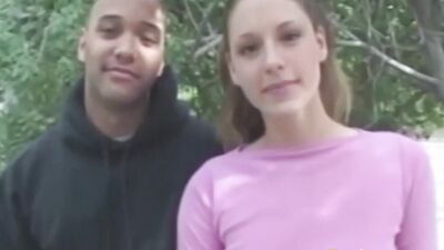 Babe amateur Lauren in public blowjob and interracial anal
