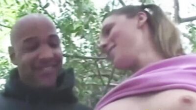Babe amateur Lauren in public blowjob and interracial anal