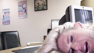 Riding busty milf pussy on office desk
