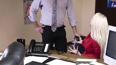 Riding busty milf pussy on office desk