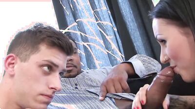 Black Dude Reams Lulu Jung's Asshole as Her Cuckold Licks