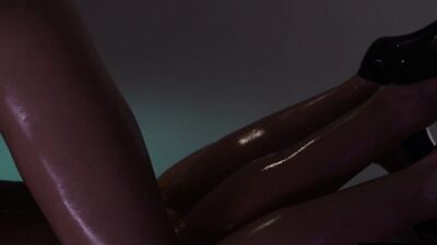 Watch these hot lesbian lovers have wild oily strap on sex