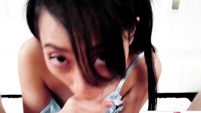 HOT ASIAN BABE Sucks All Of The Juices Out Of A Cock