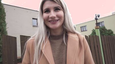Public Agent Cute blonde flashes her perky titties for cash and fucks huge cock in a basemant