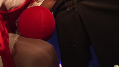 Dark haired slut has interracial sex with a horny white guy