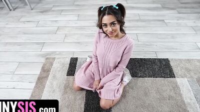Tiny Sis - Big Step Bro Tricked Step Sister Vanessa Moon Into Blowing And Fucking His Big Boner