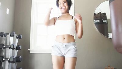 Sexy amateur Loni Legend workout and Hitachi solo