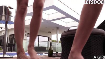 Lesbian Friends Lya Missy & Emelie Crystal Kinky Fuck By The Pool - A GIRL KNOWS