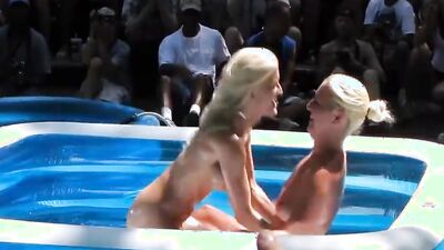 Fighting Naked Outdoors in a Crowd